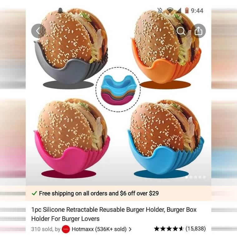 A Silicone Retractable, Reusable Burger Holder