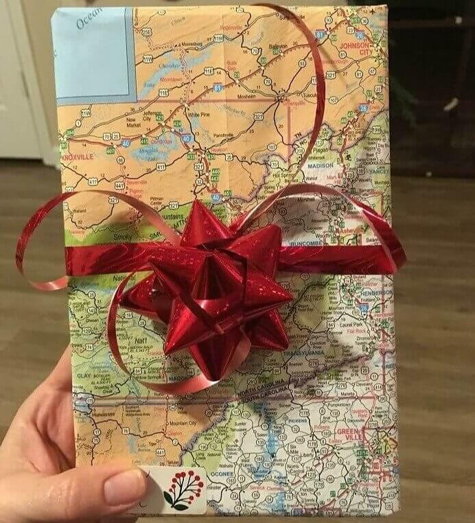 Discarded Maps Make for Great Wrapping Paper